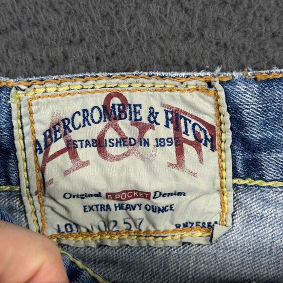Vtg Abercrombie & Fitch Jeans Mens 30x32 Blue Bootcut Distressed Light Wash Y2K - Picture 4 of 16